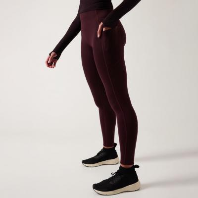 Custom Color Burgundy Womens Leggings with Pockets