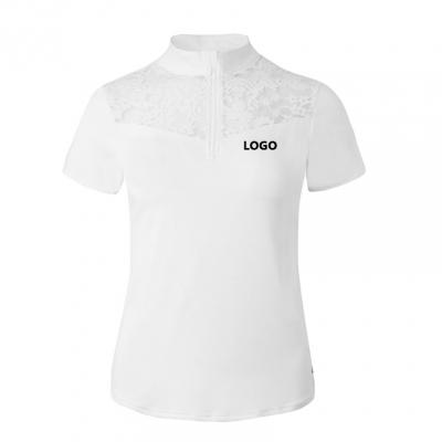 Custom Lace Fabric Stylish Horse Riding Clothing Base Layer Woman Top Equestrian Show Shirt