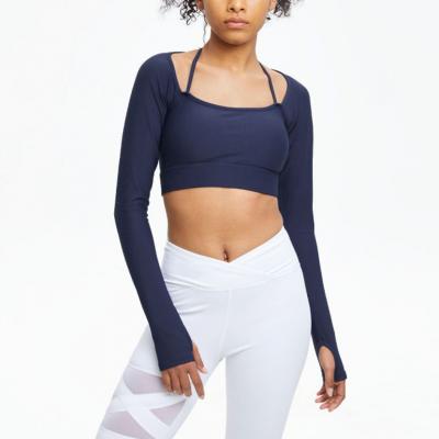 Custom Stylish Slim Fit Women's Tops Cropped Yoga Longsleeves