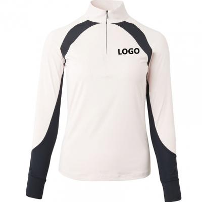 Customized Blank Color 1/4 Zipper Equestrian Rider Tops Long Sleeved Training Shirt