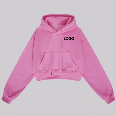 Customized Plain Color Cropped Fleece-Lined Women's Hoodie 
