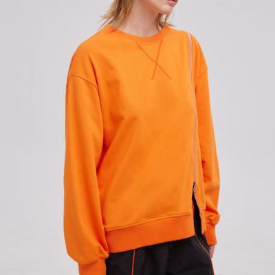 Customized Unique Design Women's Zipper-Sweatshirt Plain Color Round Collar Hoodie