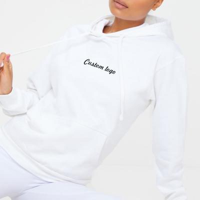 High Quality Pure White Print Logo Hoodie for Women