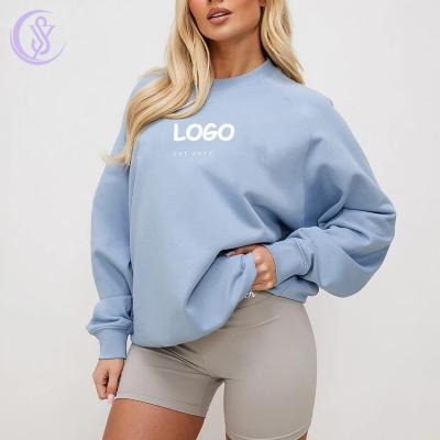 Customizable Logo Women′s Crew Relax Plus Sizes Solid Color High-Quality Loose Women Hoodie Pullover Sweatshirt