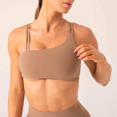 Women Workout Asymmetrical Strappy Sports Bra Fitness Top