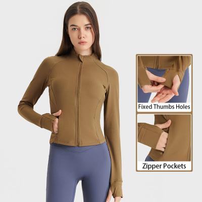 Women's Zipper Pocket Naked Slim Fit Short Fitness Sports Jacket
