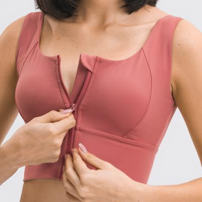 Zipper Push Up Shockproof Top Holder Sports Bra